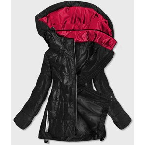 Čierna dámska bunda s farebnou kapucňou (7722) odcienie czerni 50