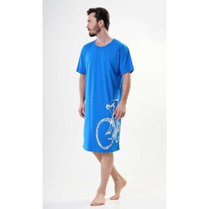 Pánska nočná košeľa s krátkym rukávom Veľké koleso - modrá - Vienetta 4XL modrá s potiskem