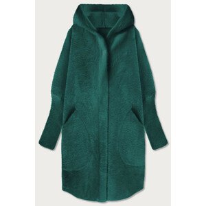 Dlhý zelený vlnený prehoz cez oblečenie typu "alpaka" s kapucňou (908) zielony ONE SIZE