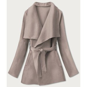 Krátky minimalistický dámsky kabát vo farbe "nude" (758ART) Béžová ONE SIZE