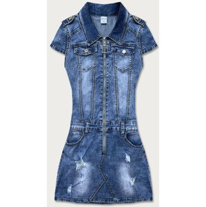 Svetlomodré džínsové šaty s krátkymi rukávmi (GD6620) Modrá S (36)
