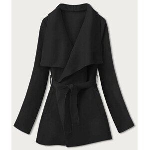 Čierny krátky dámsky minimalistický kabát (758ART) černá ONE SIZE