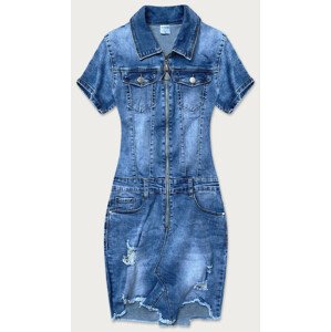 Svetlomodré džínsové šaty s pretrhnutiami (GD6629) odcienie niebieskiego L (40)