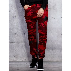 Pánske maskáčové džínsy 0829.92 červené - FPrice L červená vzor