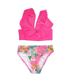 Yoclub Dievčenský dvojdielny plavecký kostým LKD-0034G-A100 Pink 116-122