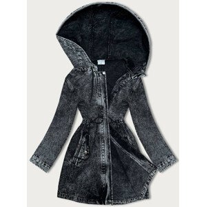Čierna džínsová bunda s kapucňou (POP7015-K) černá S (36)
