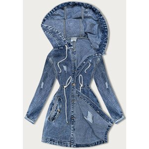 Svetlo modrý džínsový prehoz cez oblečenie s kapucňou (POP7011-K) Modrá S (36)