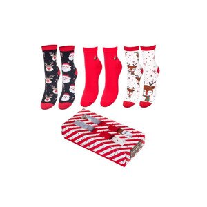 Dámske ponožky 3pack vianočné - Milena 37-41 červevná s potiskem
