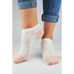 Bielo-ružové bavlnené dámske ponožky ST013 Růžová 36-41