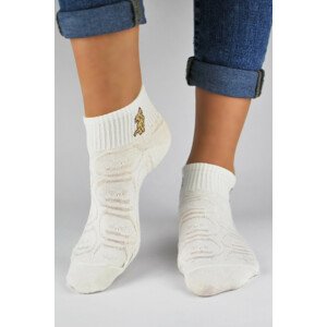 Biele bavlnené dámske ponožky s nášivkou ST011 bílá 36-41