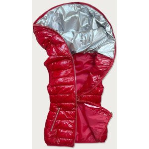 Červená prešívaná lesklá dámska vesta (B9766) Červená XL (42)