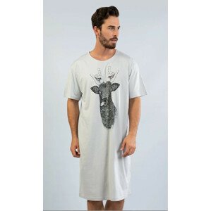 Pánska nočná košeľa s krátkym rukávom Jeleň - Vienetta 4XL šedá