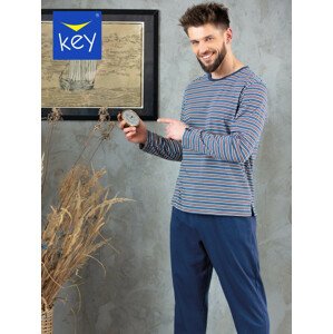 Pánske pyžamo Key MNS 384 B22 M-2XL džíny s pruhy L