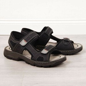 Rieker M R447 Pohodlné sandále na suchý zips čierne 41