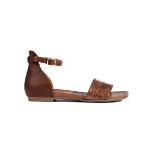 Dizajnové hnedé dámske sandále bez podpätku 37