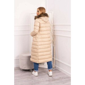 Prešívaná zimná bunda s kapucňou béžová L