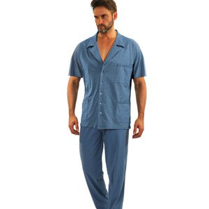 Pánske rozopínacie pyžamo - krátke rukávy / dlhé nohavice DŽÍNY ANCHORS XXL
