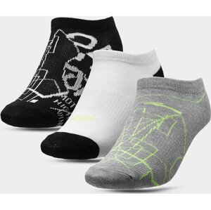 Chlapčenské ponožky 4F JSOM002 šedé_bílé_černé Barevné 32-35