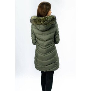 Prešívaná dámska zimná bunda v khaki farbe s kapucňou (W749-1) zielony S (36)