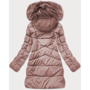 Prešívaná dámska zimná bunda v staroružovej farbe s kapucňou (7757BIG) Růžová 54