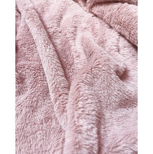 Dámska semišová bunda ramoneska v púdrovo ružovej farbe s kožušinou (6501BIG) Růžová 52
