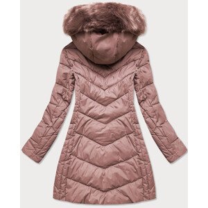 Dlhá dámska prešívaná zimná bunda v staroružovej farbe (7689) Růžová S (36)
