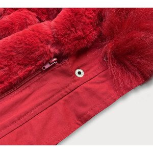Červená dámska zimná bunda parka s podšívkou as kapucňou (7600) Červená S (36)