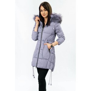 Prešívaná dámska zimná bunda vo vresové farbe s kapucňou (7690) fialová S (36)