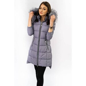 Prešívaná dámska zimná bunda vo vresové farbe s kapucňou (7702) fialová S (36)