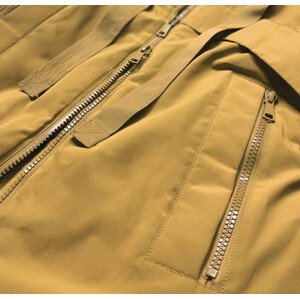 Žltá dámska zimná bunda z rôznych spojených materiálov (7708) Žlutá S (36)