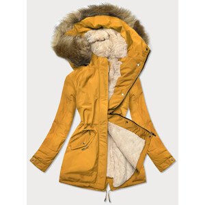 Žlto-béžová teplá dámska zimná bunda (W559) Žlutá XXL (44)