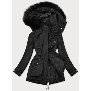 Teplá čierna dámska zimná bunda (W559BIG) černá 46