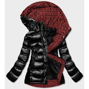 Čierno/červená dámska prešívaná bunda s kapucňou (XW817X) černá S (36)