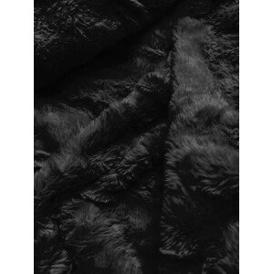 Lesklá čierna zimná bunda s machovitou kožušinou (W674) černá XXL (44)