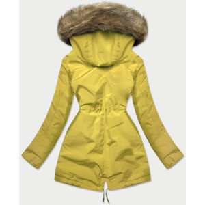 Citrónovo-béžová teplá dámska zimná bunda (W559) Žlutá XXL (44)