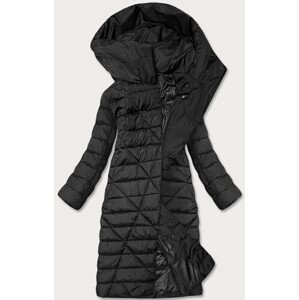 Dlhá čierna dámska zimná bunda s kapucňou (MY043) černá XL (42)