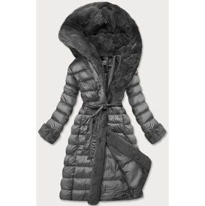 Šedá dámska zimná bunda s kapucňou (FM09-12) šedá XXL (44)