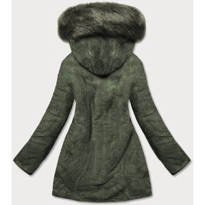 Teplá obojstranná dámska zimná bunda v khaki farbe (W610) zielony XXL (44)