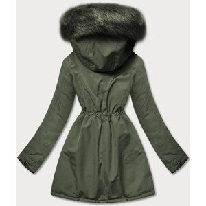 Teplá dámska obojstranná zimná bunda v khaki farbe (W610BIG) zielony 46