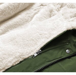 Kaki/ecru teplá dámska zimná bunda (W629BIG) zielony 48