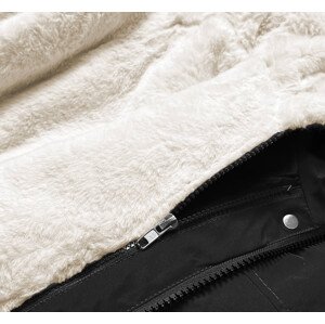 Čierno/ecru/hnedá teplá dámska zimná bunda (W629BIG) černá 52