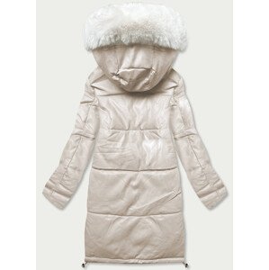 Dámska zimná bunda v ecru farbe z ekologickej kože (TY229009) ecru XL (42)