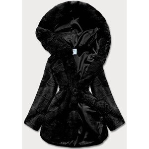 Čierna kožušinová dámska bunda (CX009-1) černá XL (42)