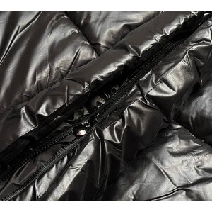 Čierna vypasovaná zimná bunda s opaskom (L22-9869-1) černá XXL (44)