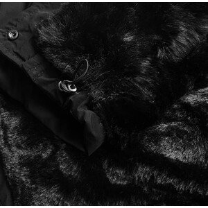 Čierna dámska zimná bunda s kožušinovou podšívkou (W635) černá XL (42)