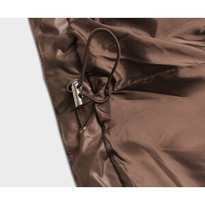 Voľná hnedá dámska zimná bunda z ekologickej kože (AG2-J90) Hnědá XL (42)