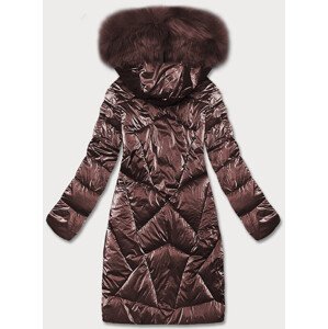 Hnedá dámska zimná bunda s kapucňou (H-1105/96) Hnědá S (36)