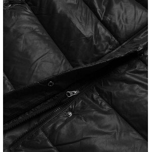 Dlhá čierna dámska prešívaná bunda (H-201) černá XL (42)