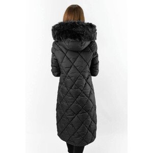 Dlhá čierna dámska zimná bunda s kapucňou (7688) černá XL (42)