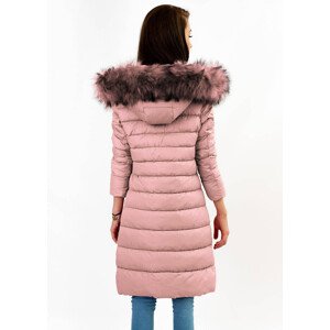 Dámska prešívaná zimná bunda v staroružovej farbe s kapucňou (7754) Růžová M (38)